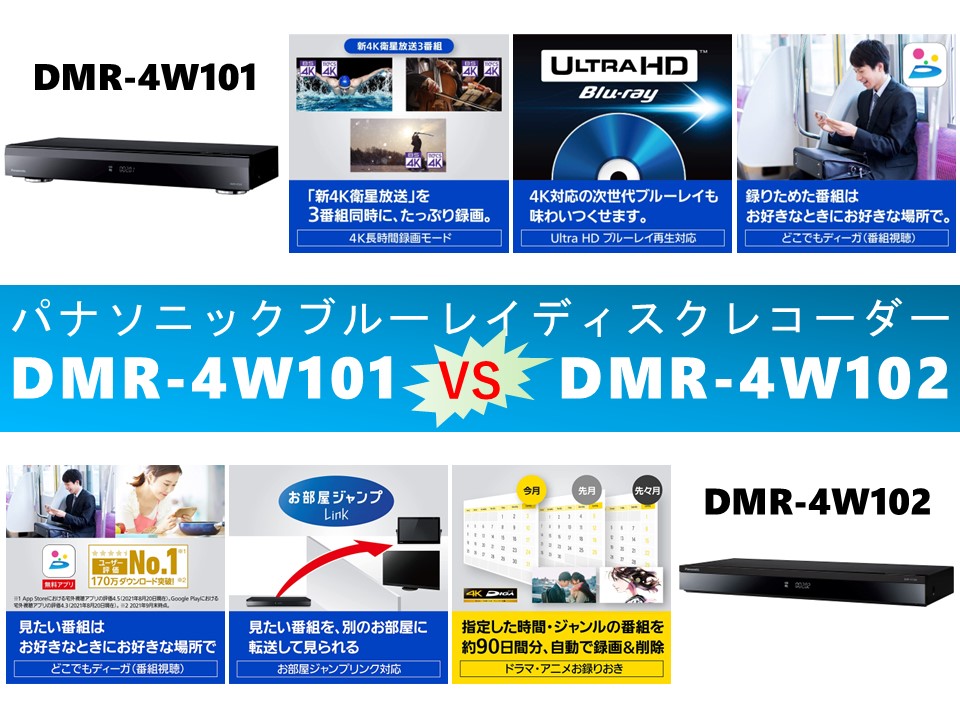 比較】ディーガDMR-4W101とDMR-4W102の違いを9つの要素別に徹底比較 ...